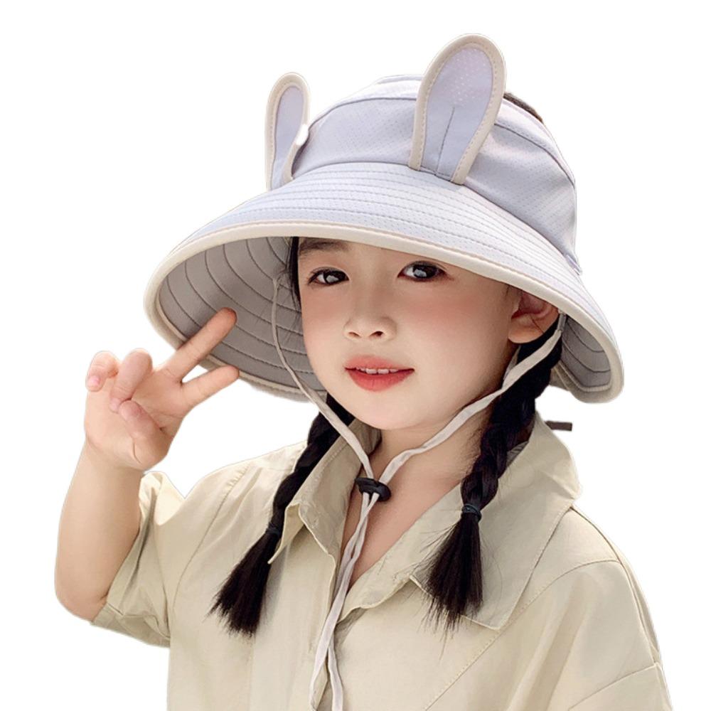 Korean Style Wide Brim Peaked Cap Empty Top Adjustable Rabbit Ear Sunhat Sunscreen Streetwear Children Fishman Hat 2-4 Years Old
