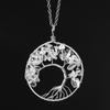 Natural Stone Irregular Tree Of Life Necklace Pendant Amethyst Wrapped Wisdom Tree Necklace Colorful Gravel N02
