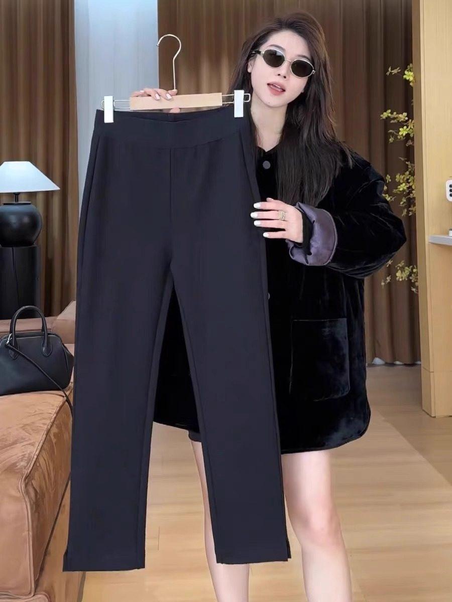 European Black Wide-Waist Stretch Sock Boots Casual Women s Slim Nine-Point Autumn Pants - 2026 Fashion Trend S чёрный