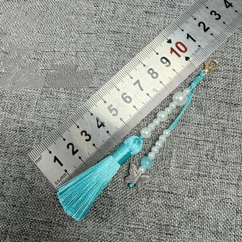 Faux Pearl Tassel Bag Charm With Retro Silver Butterfly Pendant Suitable For Handbags Backpacks Keys Hanfu Decoration