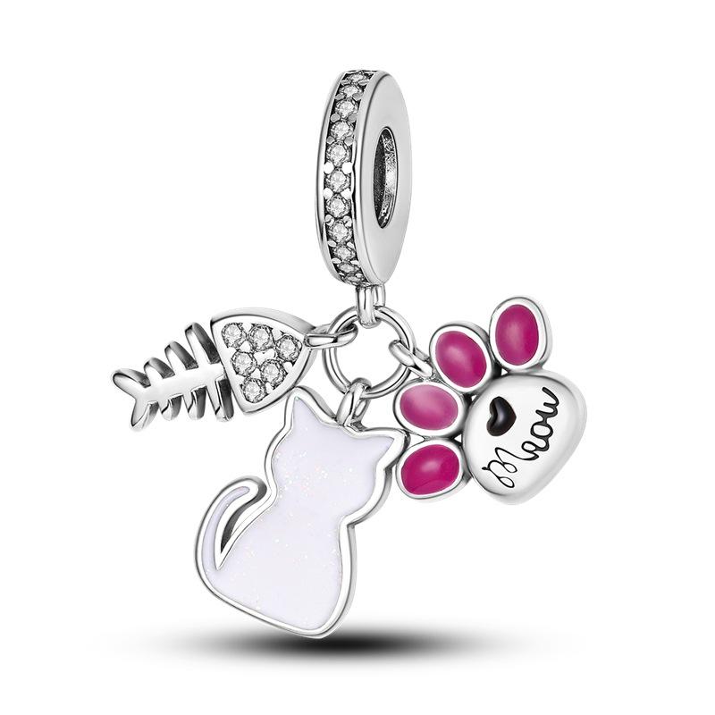 S925 Silver Ocean  Dolphin Whale Pendant Beaded Bracelet Necklace DIY Jewelry Set