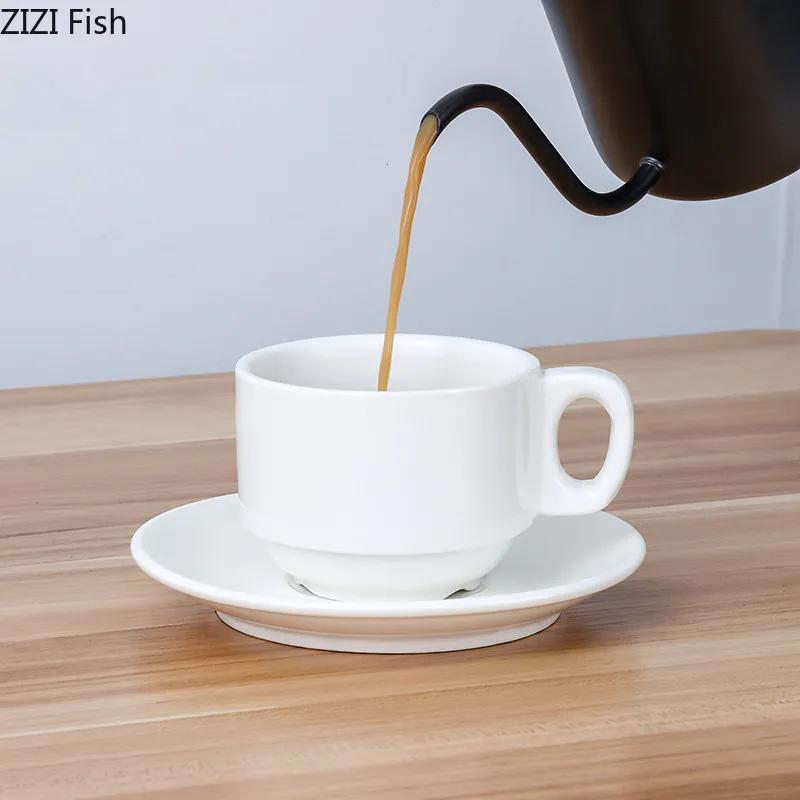 Solid Color Ceramic Coffee Cup and Saucer Set Office Mug European Couple Afternoon Tea Coffee Cup Home Kitchen Drinking Utensils