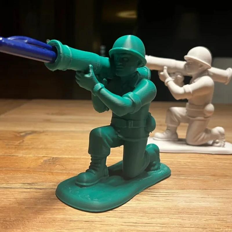 Creative Soldier Pen Holder Figurine, 3D Printed Military Army Man Pen Stand, Unique Desk Organizer for Office Home Decor