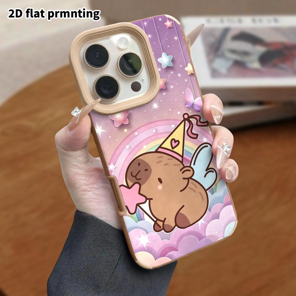 Phone Case: Lambskin 2D Flat Samsung Galaxy A34 A35 M05 M06 S20 S22 S21 FE Plus 5G Protective Case, Magic Party Capybara, Christmas and Halloween Gift