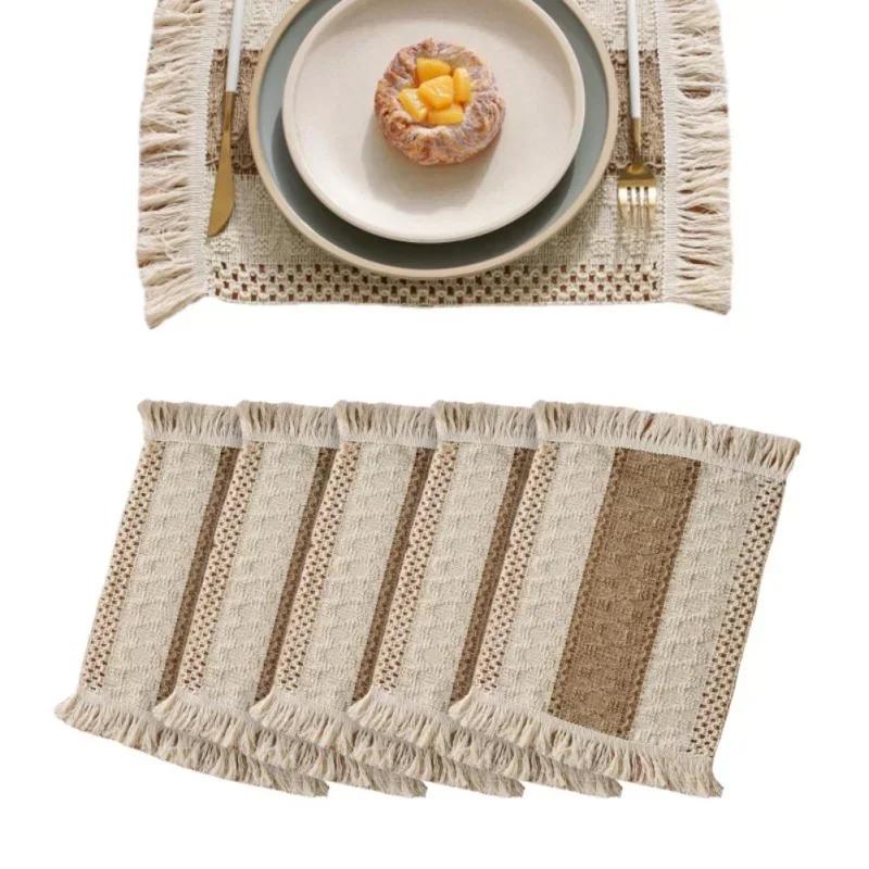 4/6pcs Boho Placemats Fall Place Mats Macrame Table Decor Rustic Linen for Table Dining Wedding Table Decor