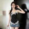 Lace Splicing Polka Dot V-Neck Sling Vest Women's Summer Design Sense Spice Girl Slim Skinny Outer Top