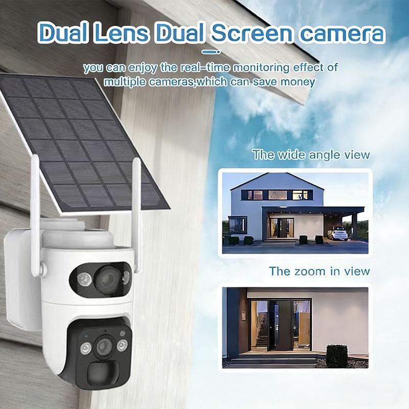 Dual-Lens Wireless Solar 360° Panoramic Camera with Low Power Consumption
