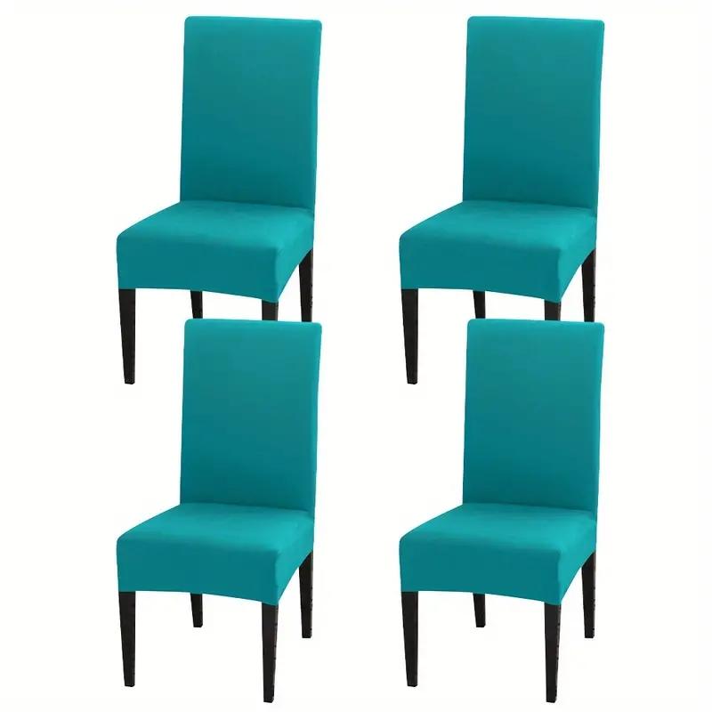 4PCS/6PCS Four Seasons Solid Color Elastic Chair Covers for Home, Hotel, and Restaurant
