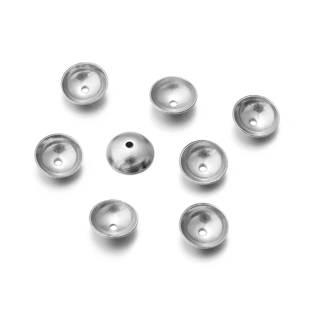 

50-100pcs/lot Stainless Steel Round Bead Caps Pearl Base Tray Spacer Beads For Jewelry Making DIY Accessories Bracelets Necklace 3mm