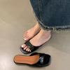 Women Flats Slippers Fashion Open Toe Ladies Outdoor Beach Vacation Sandal Summer Women's Silvery Shoes Casual Square Toe Slides