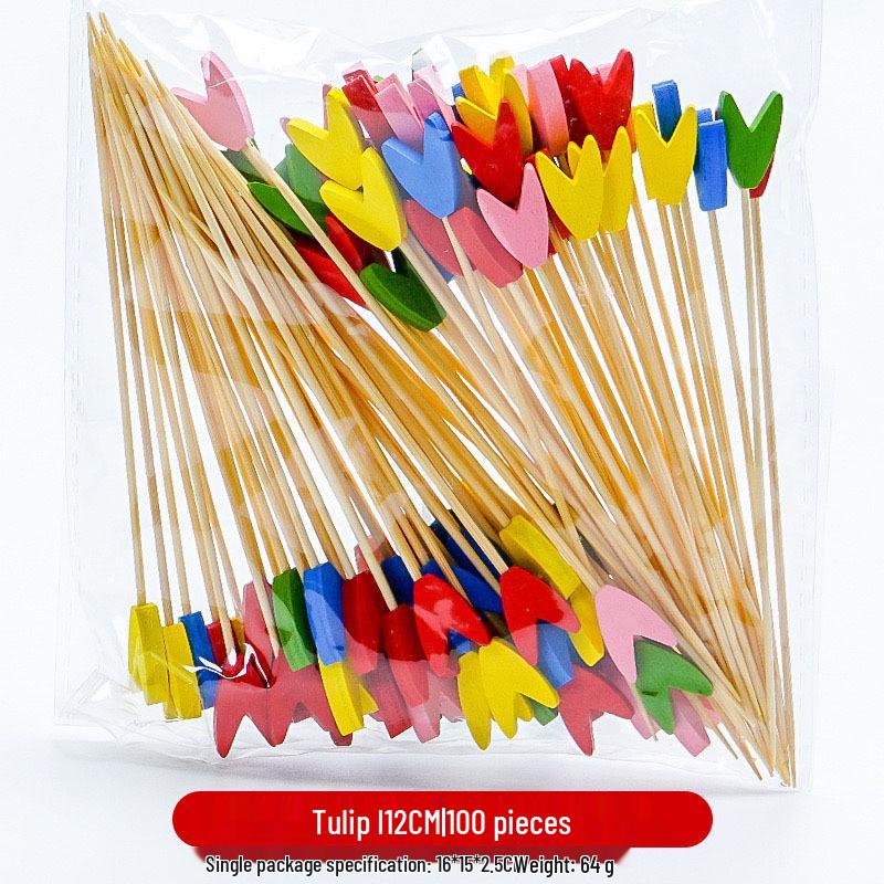 12CM Bamboo Pearl Skewers: Creative Cocktail and Fruit Plate Decor Toothpicks