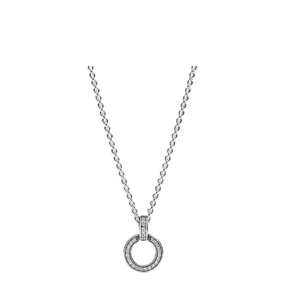 925 Silver Plated Double Ring Necklace Minimalist Collarbone Chain Dainty Layering Jewelry