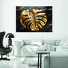 Canvas Print, Monstera Leaf Gold Shiny Abstract