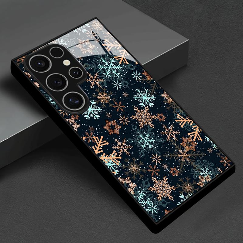 Phone Case Glass TPU PhoneCase for Samsung Galaxy S26 S25 S24 S23 S22 S21 FE,Ultra,Plus Dropresistant Snowy Landscape at Night