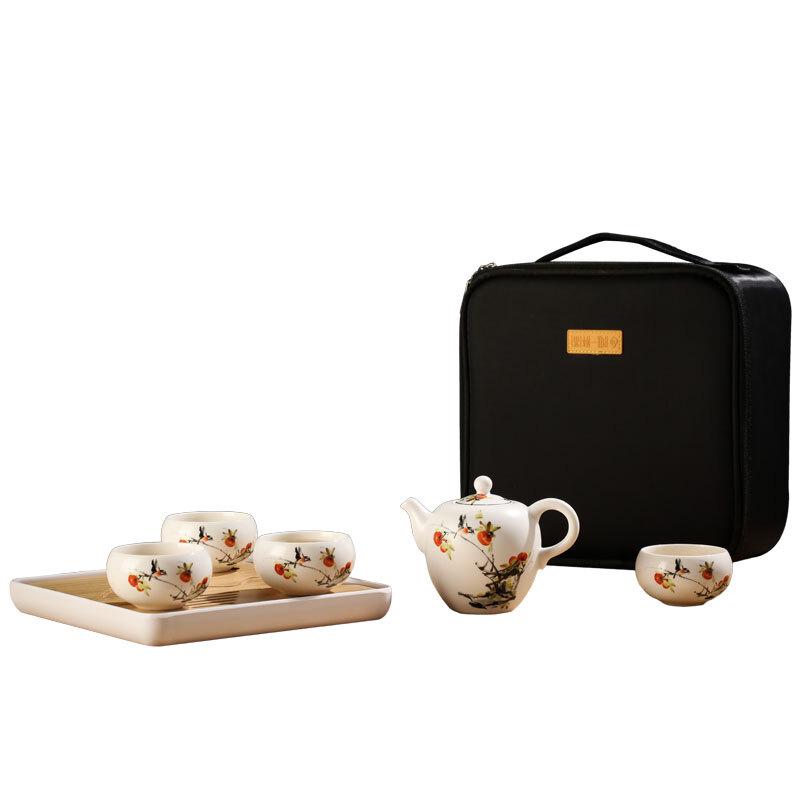 Chinese Portable White Porcelain Travel Tea Set