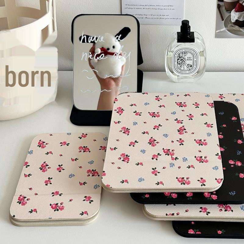 Portable Girly Flower Makeup Mirror - Travel Size, Folding Vanity Mirror for Dorms