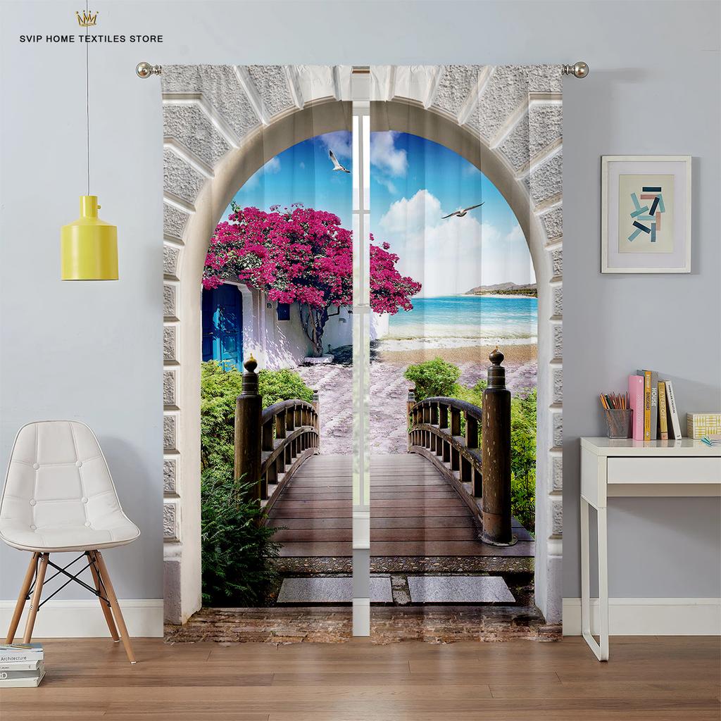 3D Printed Curtains With Sky Pattern Prints For Bedroom, Living Room, Balcony And Kitchen Decorations Can Be Customized 2PCS