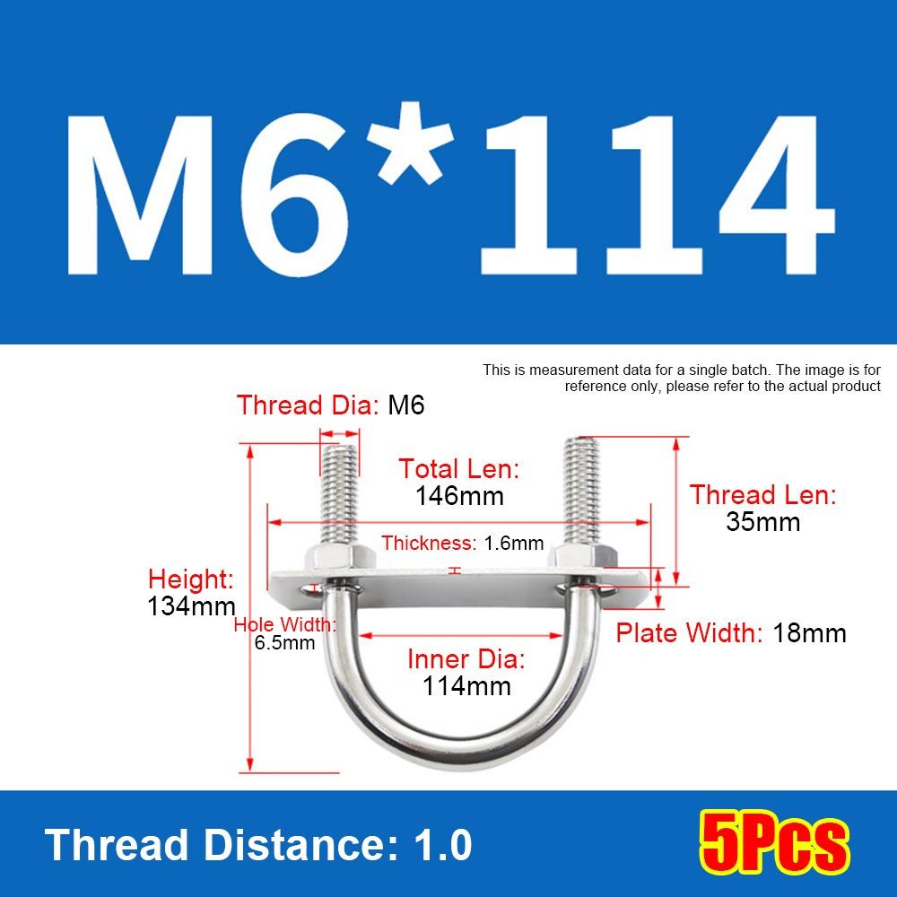 1Set Screws M6 Round Tube Clamp 304 Stainless Steel Right Angle U-bolt Round Bolt  for Round Tube
