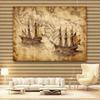 2Dflat1 antique world map canvas featuring designs of ships at sea - suitable for use as a banner in the living room office