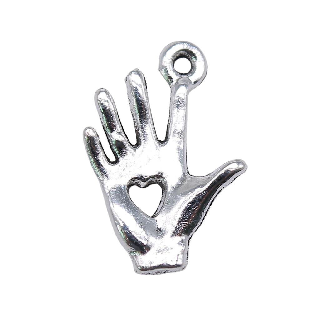 

10шт подвески в форме пальмовых сердец античное серебро цвет цинковый сплав 18х11мм