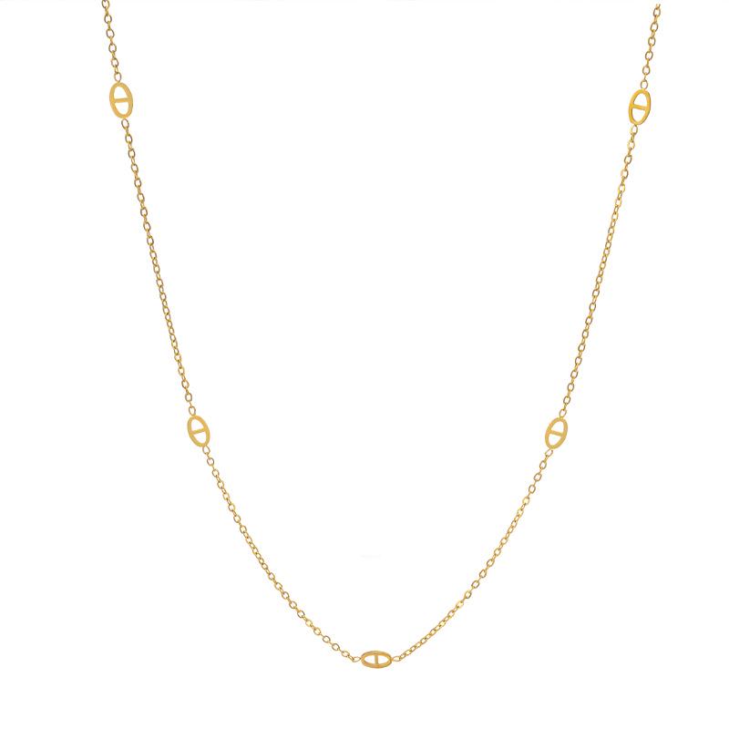 Exquisite Gold-Plated Titanium Pig Nose Necklace - Colorfast Clavicle Chain Trendy Accessory