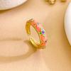 Ring Oil Painting Style Flower Small Fresh Chinese Style Court Style Enamel Color Multi-color Hand-painted Niche Design Ring