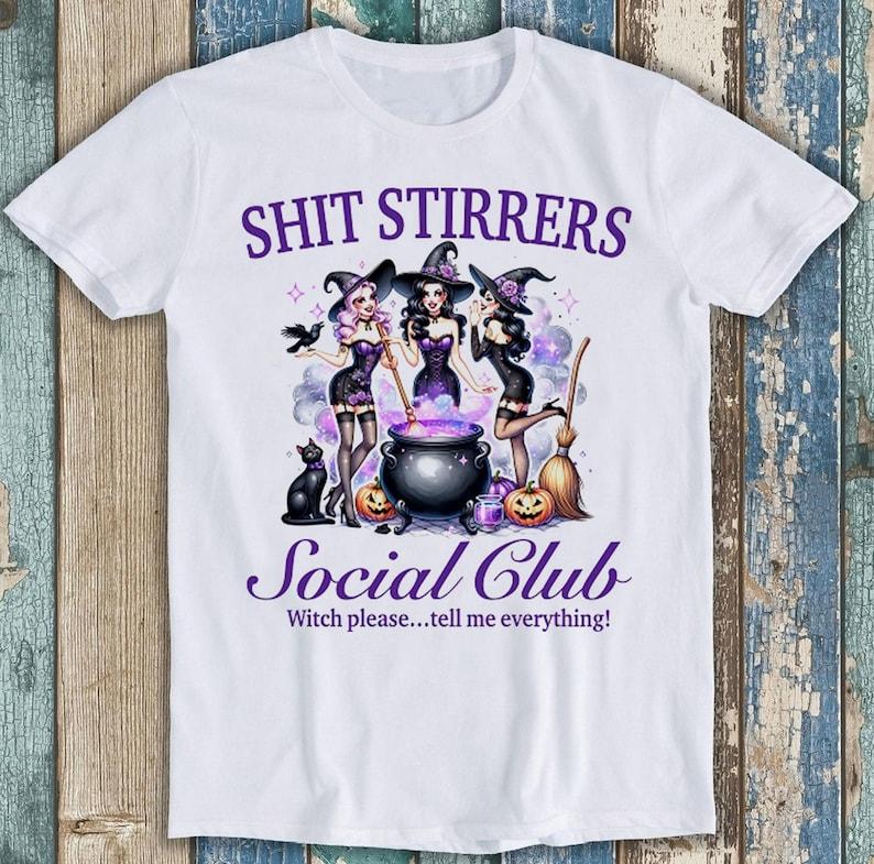 Halloween Witch Social Club Funny Gift Tee T Shirt T1756 140
