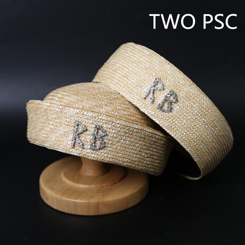 Ins Luxury 100% Natural Straw Berets Women French Hand Woven Sun Hat Concave Shape Flat Top Beach Caps Church Derby Pillbox Hat