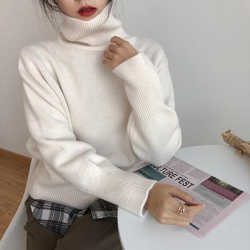 Autumn and Winter New Turtleneck Pullovers Sweaters for Women Fashion Loose Long Sleeve Knitted Sweater for Women Casual Elegant Warm Knitwears 25344