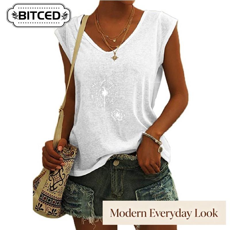 BITCED Women's Fashion Casual V-Neck Sleeveless Blouses & Shirts