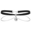 Creative Velvet Snake-Shaped Flower Collar Necklace - Black