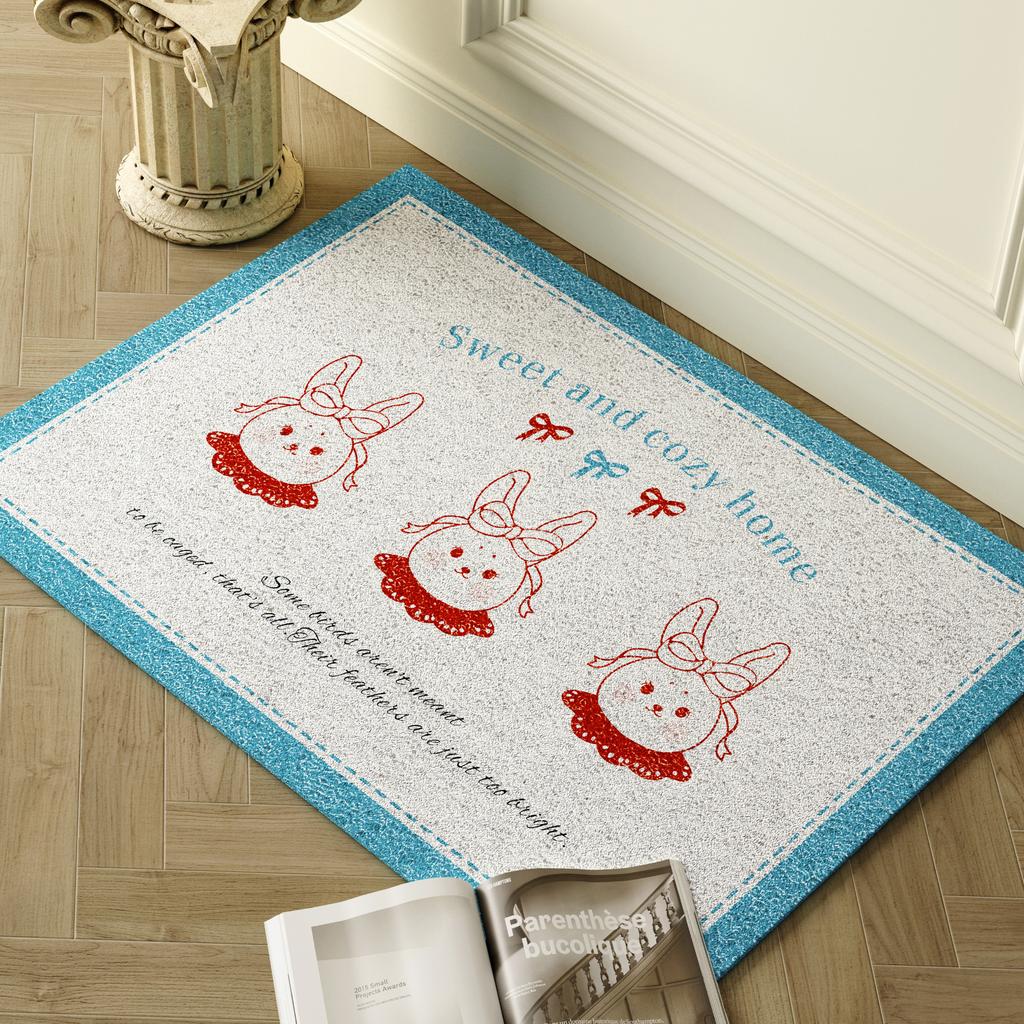 Cute Cartoon Door Floor Mat, Porch Scraping Mud Rubbing Soil Dirt-Resistant Silk Ring Foot Mat, Household Door Can Be Cut Floor Mat