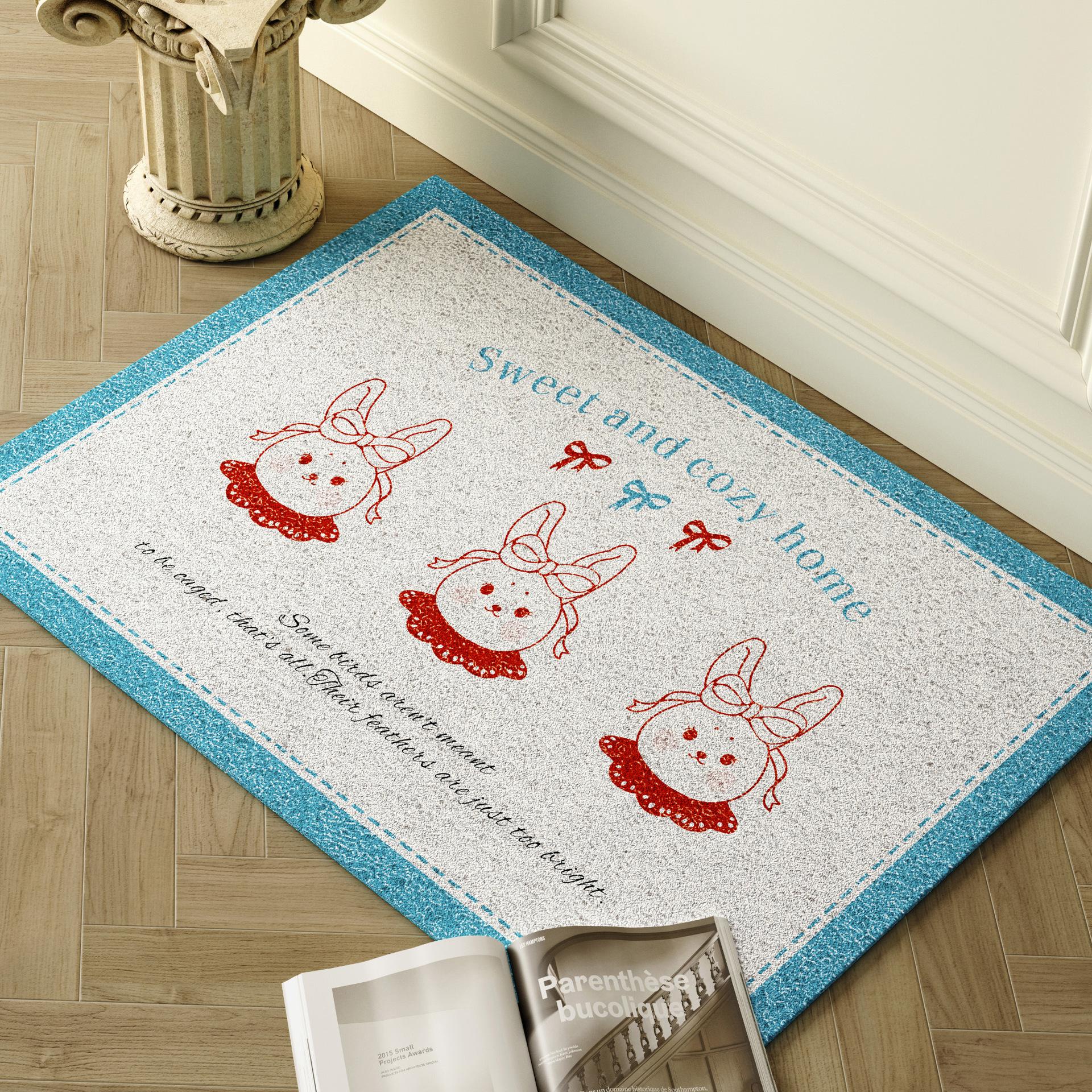 

Cute Cartoon Door Floor Mat, Porch Scraping Mud Rubbing Soil Dirt-Resistant Silk Ring Foot Mat, Household Door Can Be Cut Floor Mat 40 * 60cm (silk circle)