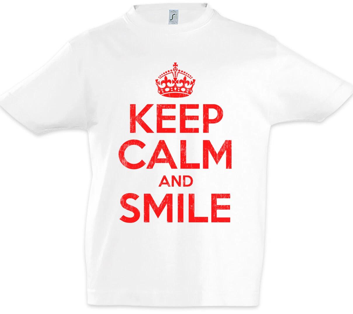 Keep Calm And Smile Kids Boys kids boys T-Shirt Fun Smile Smiling Laugh Smile 140