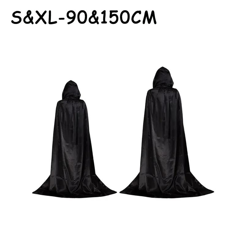 Unisex Black Hooded Cloak Witch Cosplay Accessories Costumes Masquerade Family Celebration Decor Halloween Party Cosplay Costume