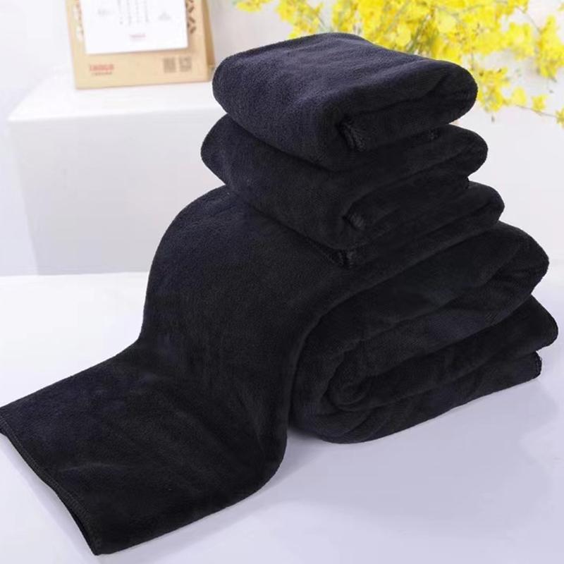 Super Absorbent Pure Black Black Towel, Black Square , All Cotton Non Fading Small Square Scarves,Gym, Barber Shop, Makeup Table