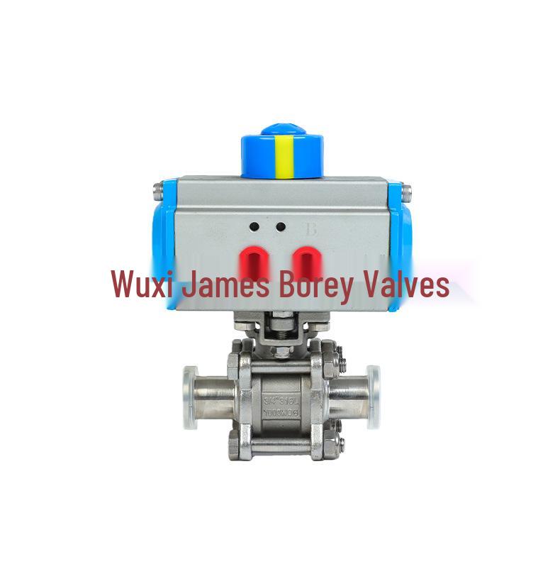 GUQ-KF Pneumatic Vacuum Ball Valve, Three-Piece 304 Stainless Clamp, KF16/KF50