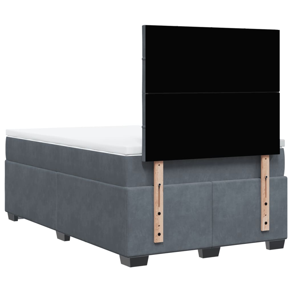 Box Spring Bed with Mattress Dark Gray 120 x 190 cm Velvet