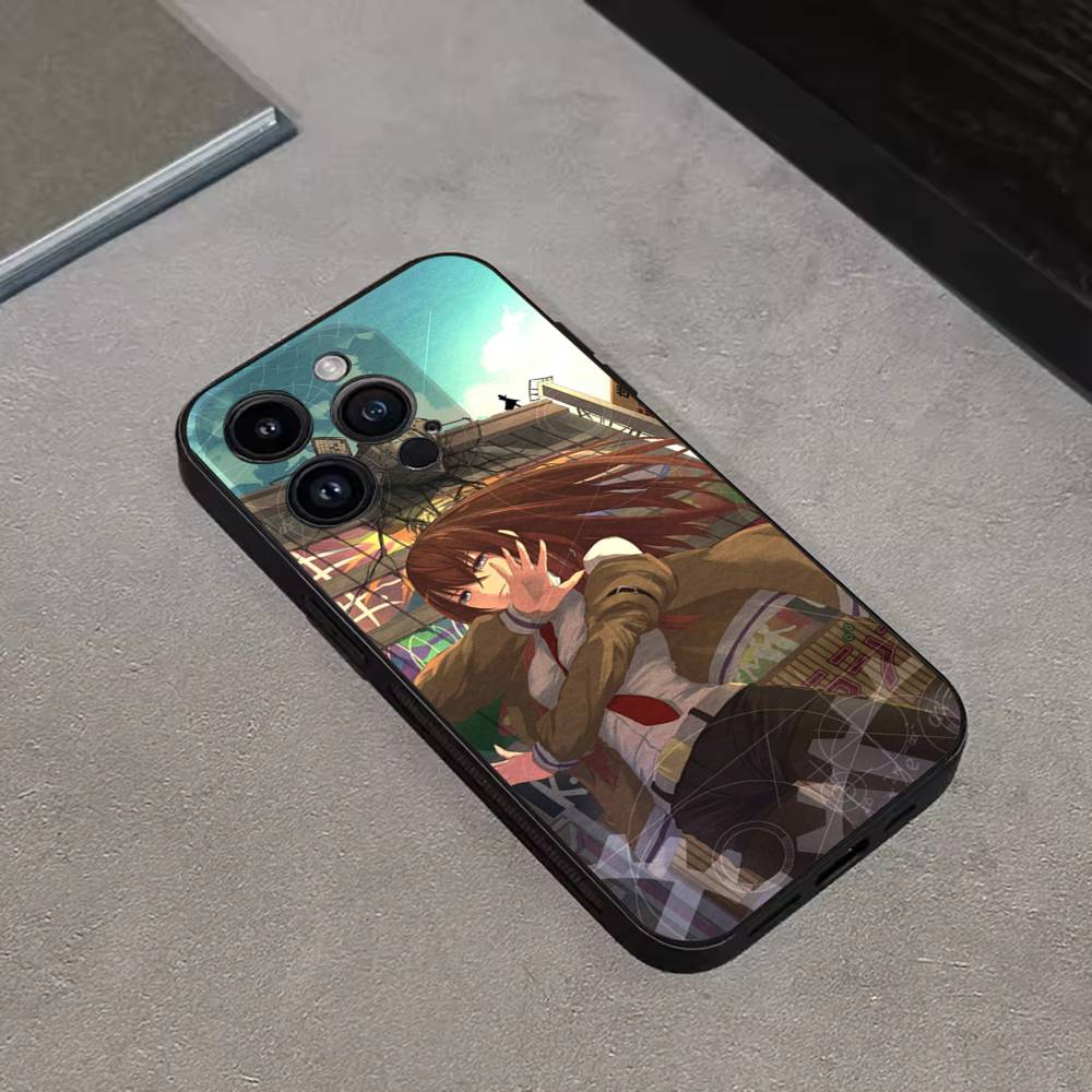 Steins Gate Anime Phone Case For iPhone 16,15,14,13,12,11 Plus,Pro Max,XS,X,XR,SE,Mini,8,7,Soft Silicone Black Cover