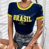 T-shirt d'été VAYLA pour femme Lettre Brésilienne Esthétique Années 90 Crop Tops Décontracté Manches Courtes T-shirt Kpop Streetwear Vintage Vêtements Y2k