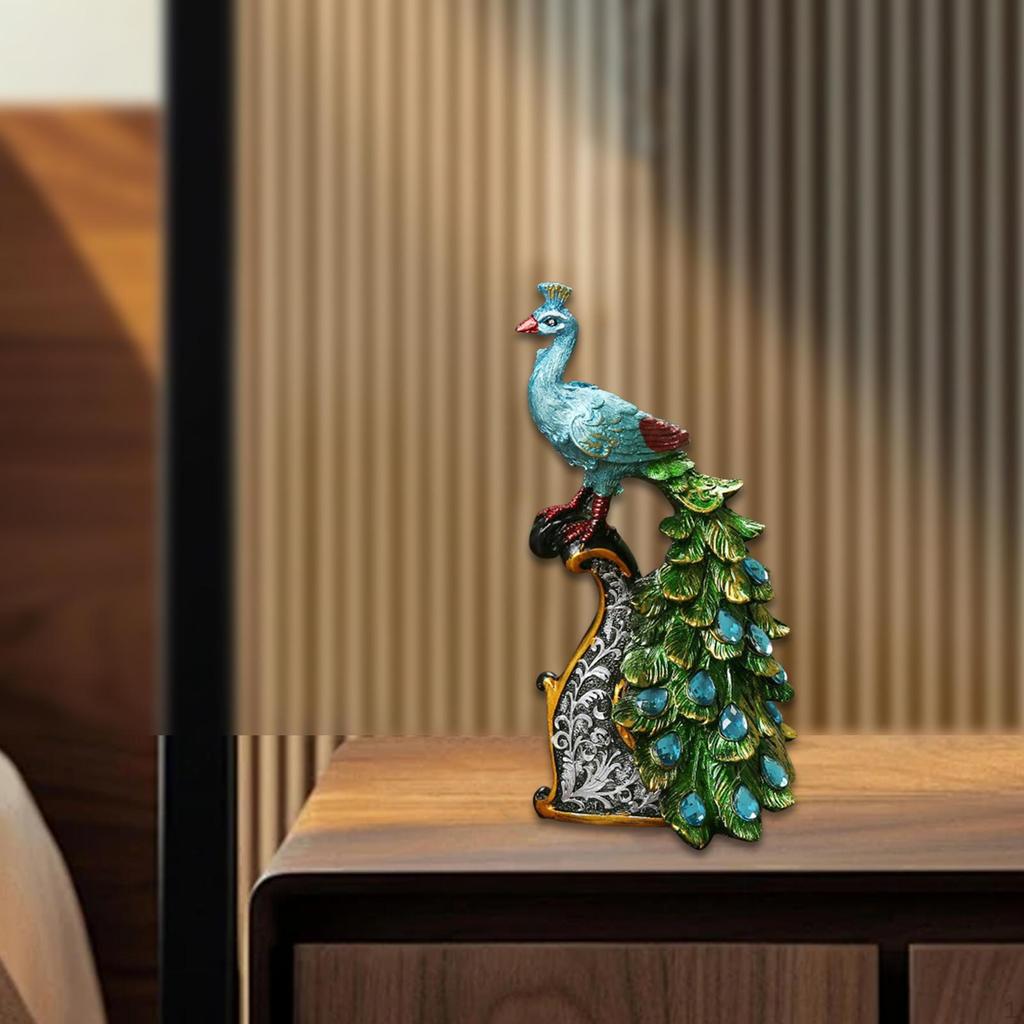 Animal Sculpture of Peacock for Bookshelf and Room Accent