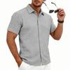 Mens European American Summer Jacquard Turn Down Collar Polo Shirt Business Casual