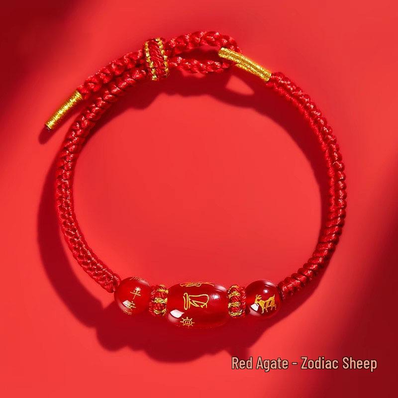 2026 Year of the Horse Zodiac Red Rope Bracelet - Women's/Men's Tai Sui Protective Charm for Horse, Rat, Ox, Rabbit Signs