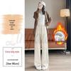 2026 Fall/Winter Off-White High-Waisted Cashmere Wide-Leg Pants with Velvet, Casual Floor-Length for Women
