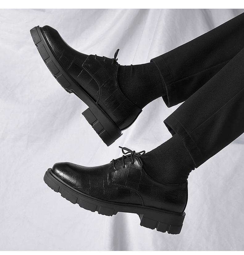 5 8 10cm Heel Cow Leather Shoes for Men Fashion Casual Designer British Style Spring Autumn Increase Platform Men's Dress Shoes