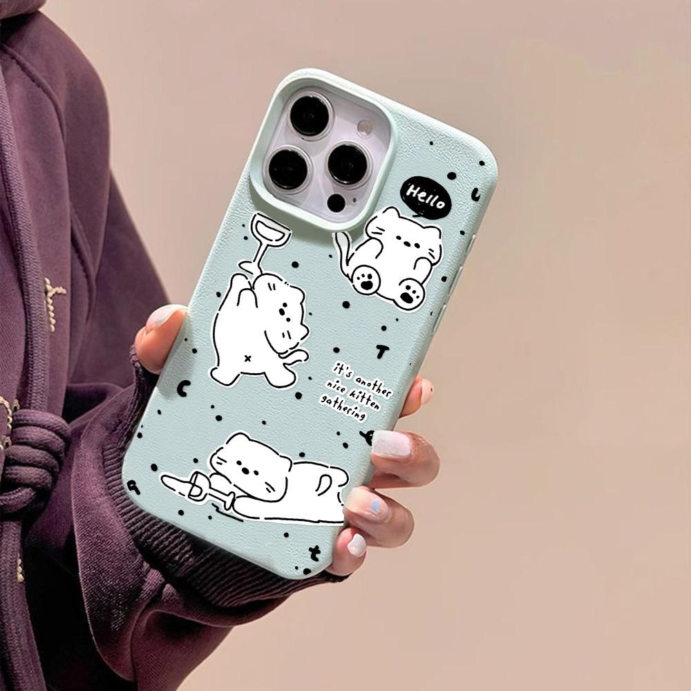 Phone Case for iPhone 11 13 Case iPhone 12 14 15 16 Pro Max 12 Pro 15 Plus Leather Painted Waterproof Drop-proof and Wear-resistant Cartoon