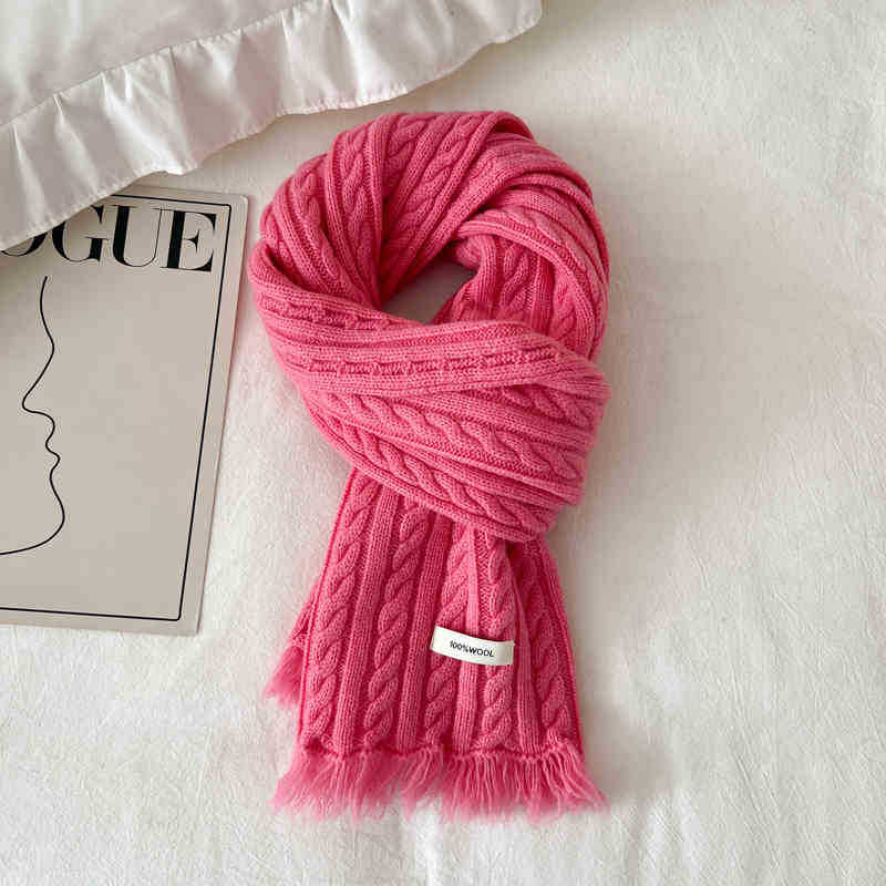 Delicate Twist Solid Color Wool Scarf Female Soft Couple Scarf
