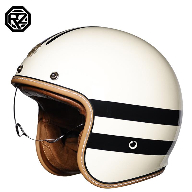 ORZ Motorcycle retro helmet for men and women, half helmet for cruising3/4Helmet for scooter, suitable for all seasons, personalized3C Authentication