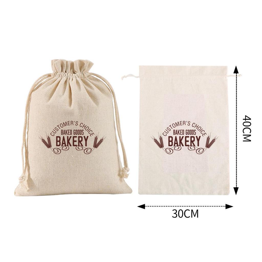 Custom Reusable Cotton Drawstring Bread and Storage Bag with Double Pull Cord