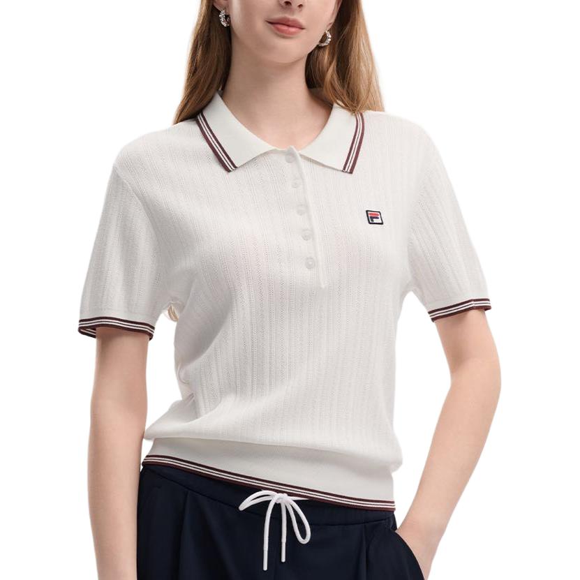 Fila Heritage Elegant Lifestyle Pullover Short Sleeve Polo Shirt Women Tops F11W638417F-WT